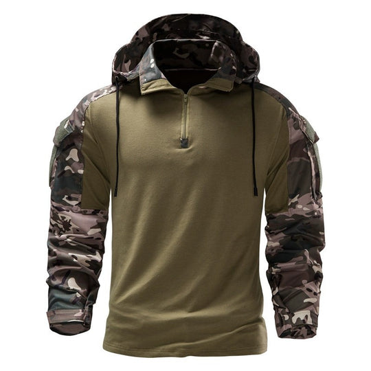 Herren taktischer Pullover mit Kapuze und Camouflage-Ärmeln EB