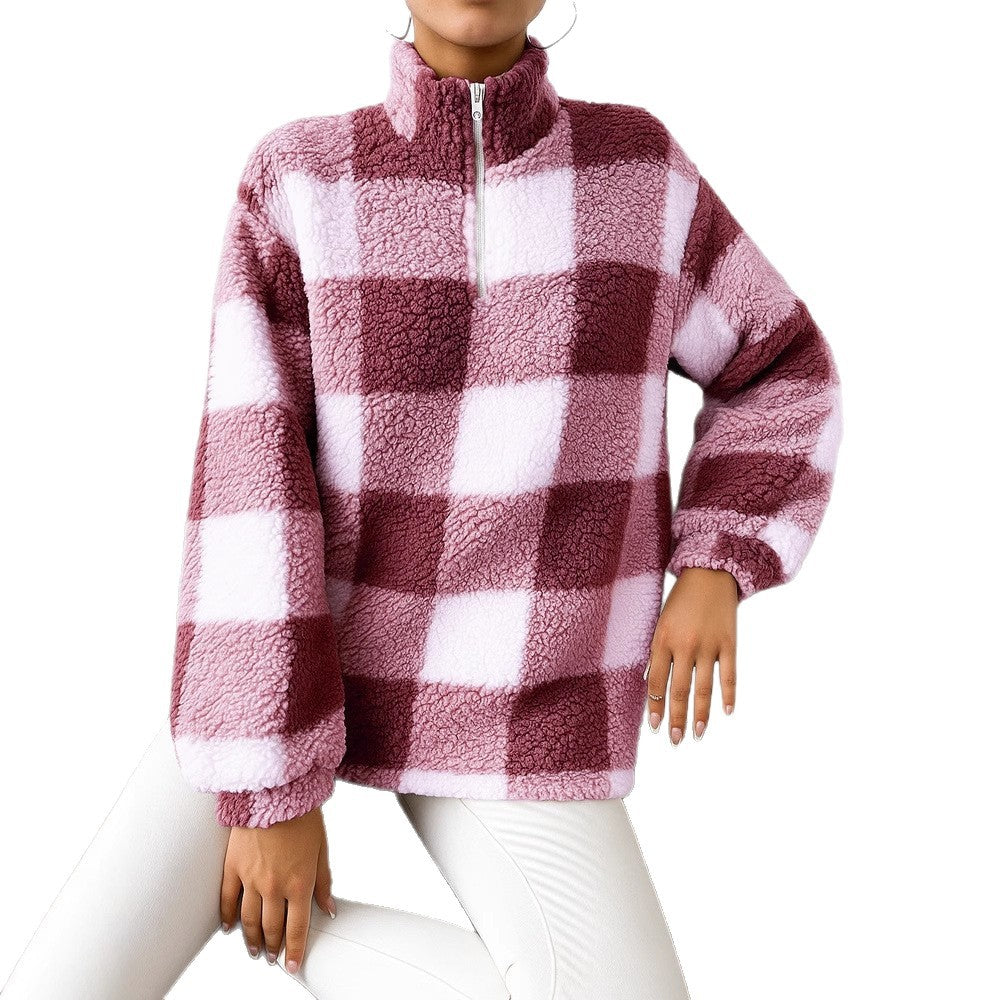 Damen Fleece-Pullover mit hohem Kragen und durchgehendem Reißverschluss EB