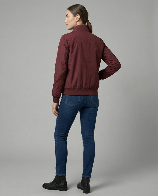 Damen leichte Stehkragen-Übergangsjacke mit Frontreißverschluss und Nahttaschen EB