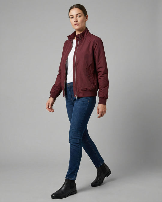 Damen leichte Stehkragen-Übergangsjacke mit Frontreißverschluss und Nahttaschen EB