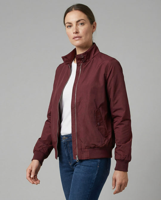 Damen leichte Stehkragen-Übergangsjacke mit Frontreißverschluss und Nahttaschen EB