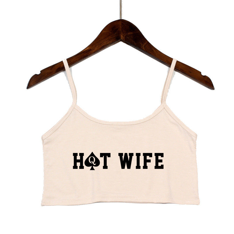 Damen Crop-Top mit modernen Schriftzügen und verstellbaren Trägern EB
