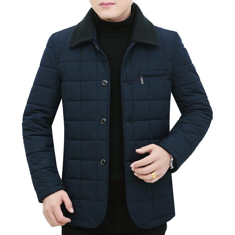 Herren Steppjacke mit Boxsteppung, Cordkragen und Brust-Reißverschlusstasche EB