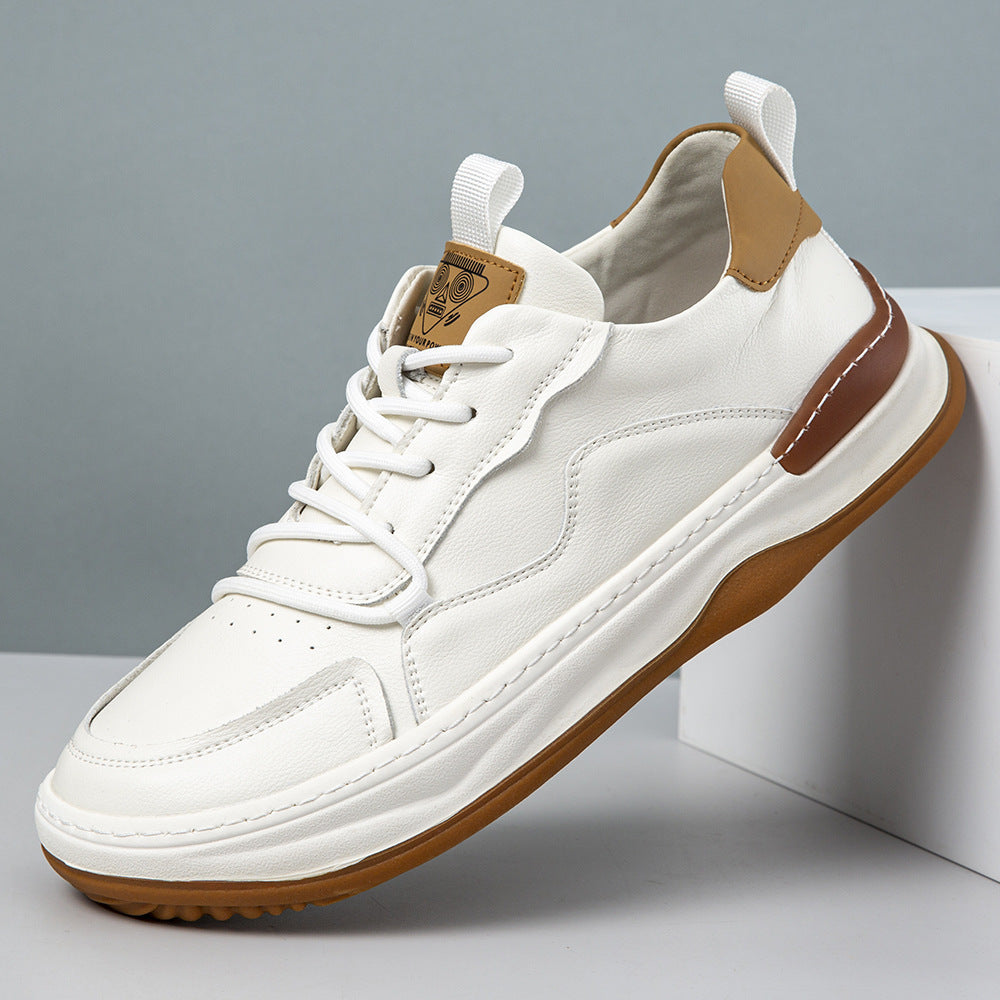 Damen Modische Leder Sneakers mit dämpfender Sohle und hohem Tragekomfort EB