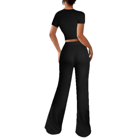 Damen Lässiges Lounge-Set mit Crop-Oberteil und weitem Schnitt EB