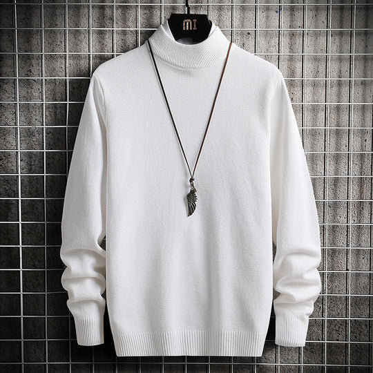 Herren nan Premium Stehkragenpullover aus feinem Baumwoll-Mix mit gerippten Bündchen und schmaler Silhouette EB