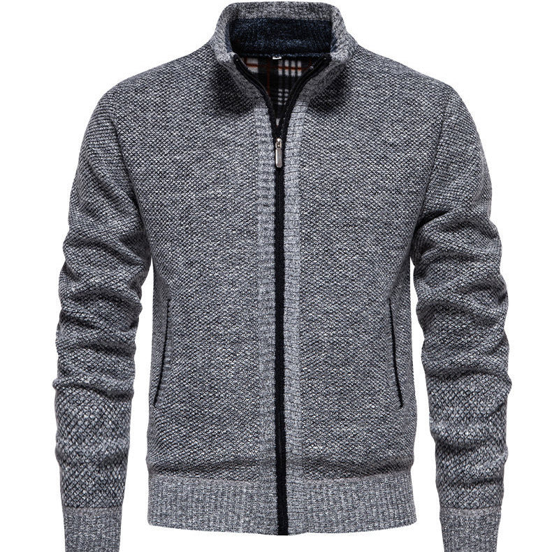 Herren sportliche Strickjacke mit Stehkragen EB
