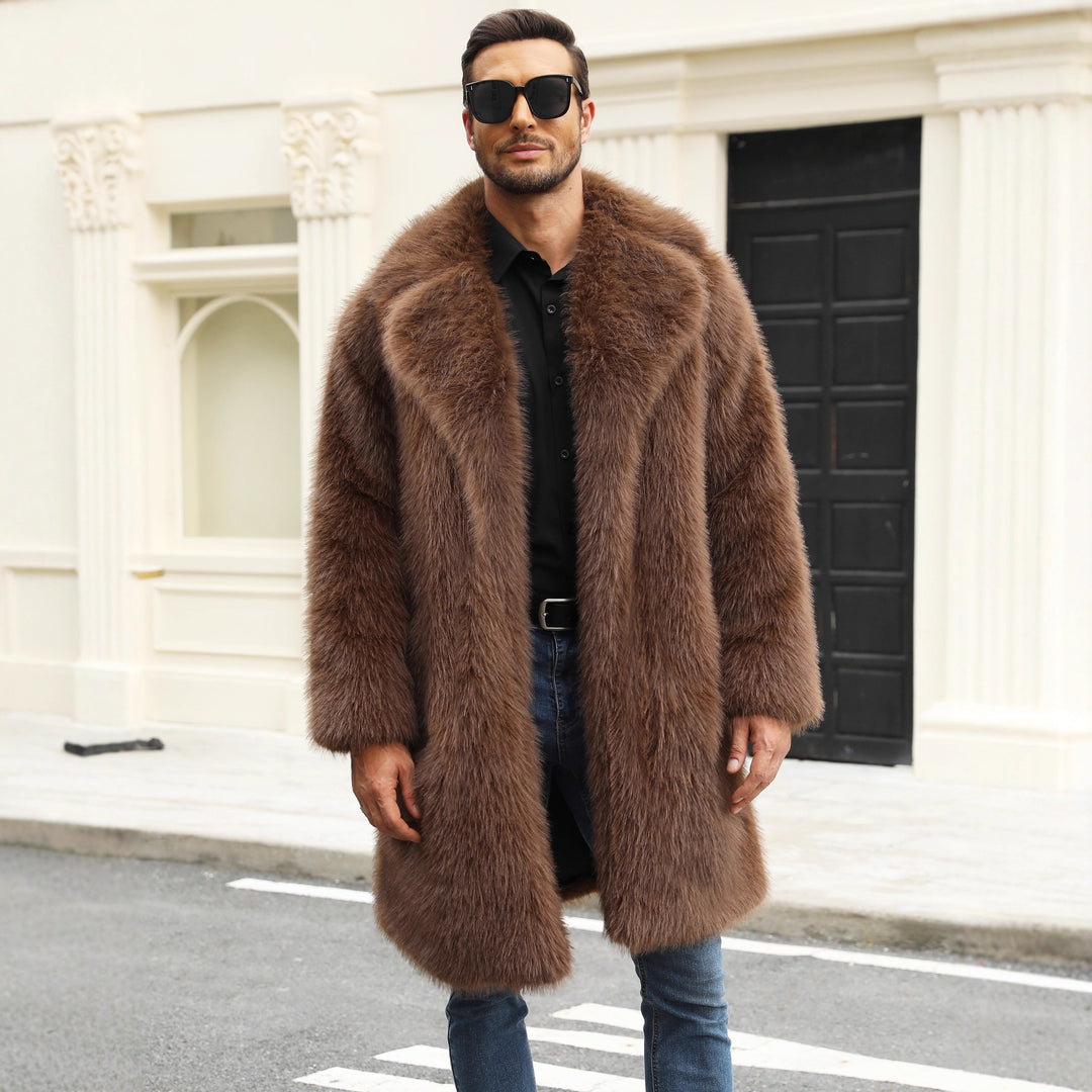 Herren Luxuriöse Kunstpelzjacke mit voluminösem Kragen EB