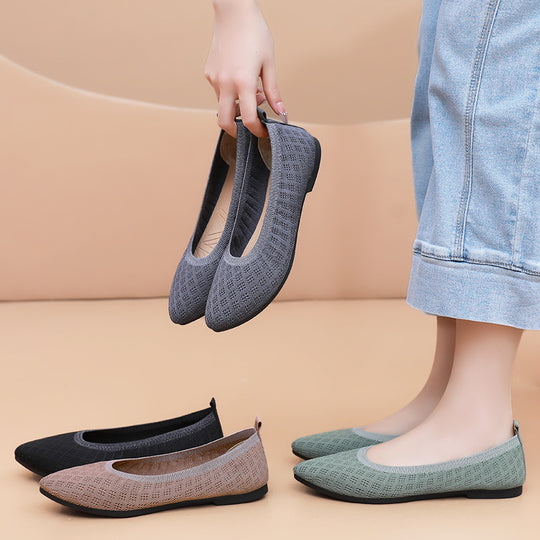 Damen Elegante und bequeme Ballerinas mit atmungsaktivem Strickdesign EB