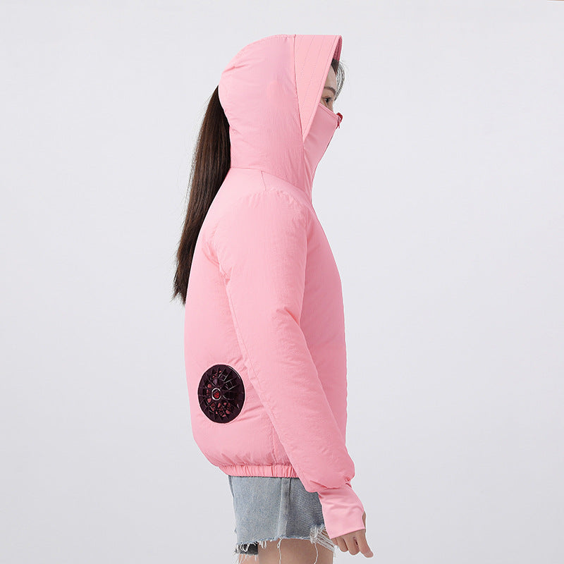 Damen nan leichte Kapuzenjacke mit elastischem Saum und Daumenlochärmeln EB