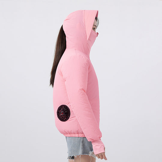 Damen nan leichte Kapuzenjacke mit elastischem Saum und Daumenlochärmeln EB