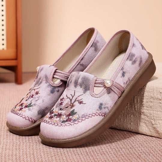 Damen nan bestickte Slipper mit Perlendetail, atmungsaktivem Textiloberteil und stoßdämpfender Komfortsohle EB