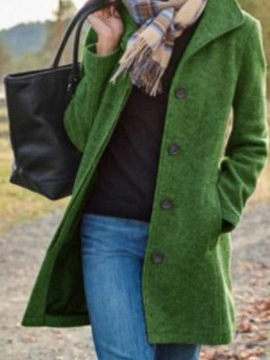 Damen eleganter Wollmantel mit klassischem Revers EB