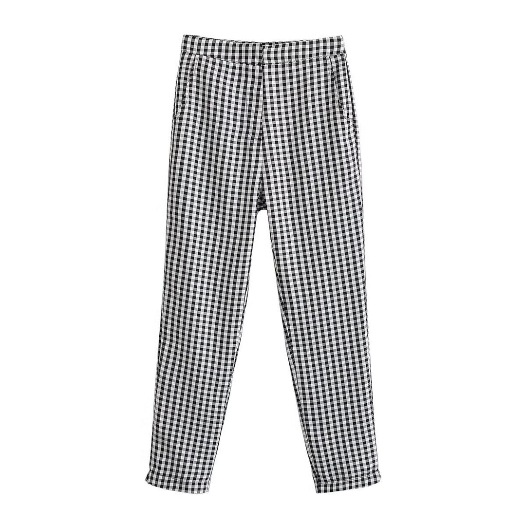 Damen karierten Hose mit lockerem Schnitt EB