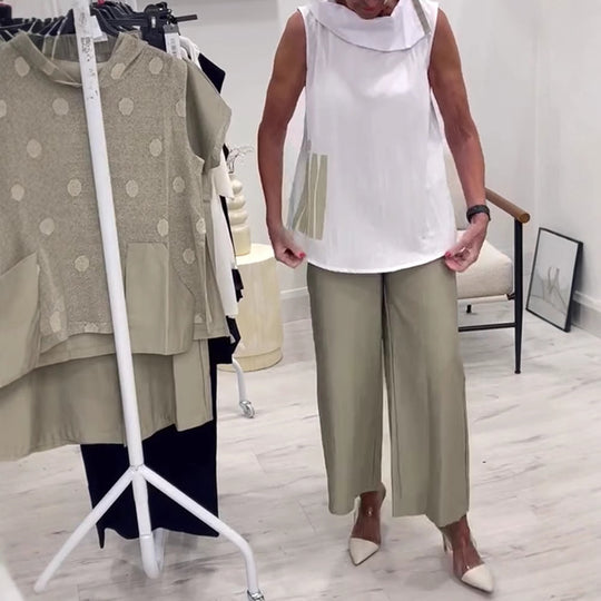 Damen lässige Bluse mit asymmetrischem Saum und praktischen Taschen Heidi-Mode