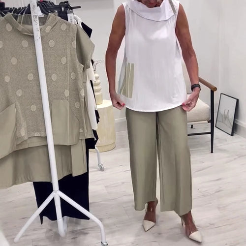 Damen lässige Bluse mit asymmetrischem Saum und praktischen Taschen Heidi-Mode