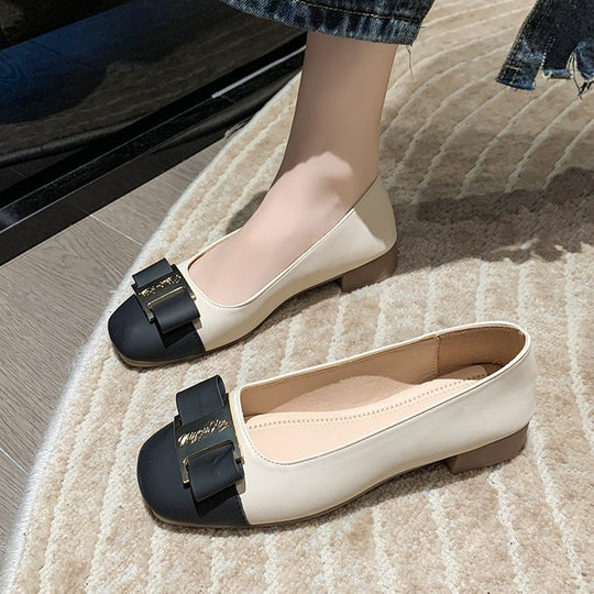 Damen elegante Ballerinas mit modischem Schleifenakzent EB
