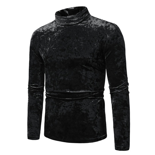 Herren Eleganter Rollkragenpullover aus weichem Samtstoff EB