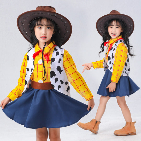 Mädchen Cowboy Kostüm mit Hemd und Rock EB