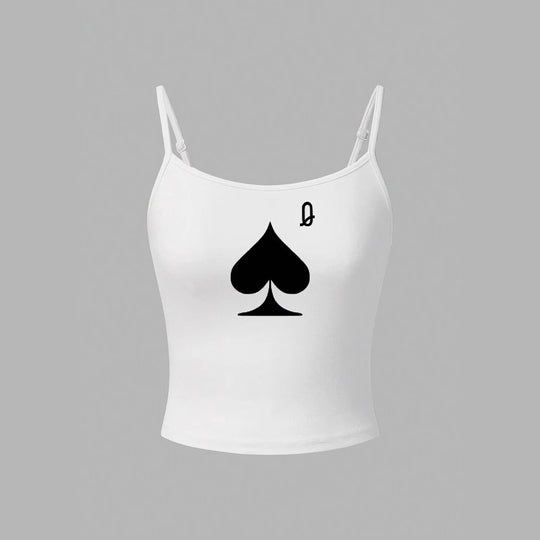 Damen Crop-Top mit kreativem Kartenspiel-Motiv EB