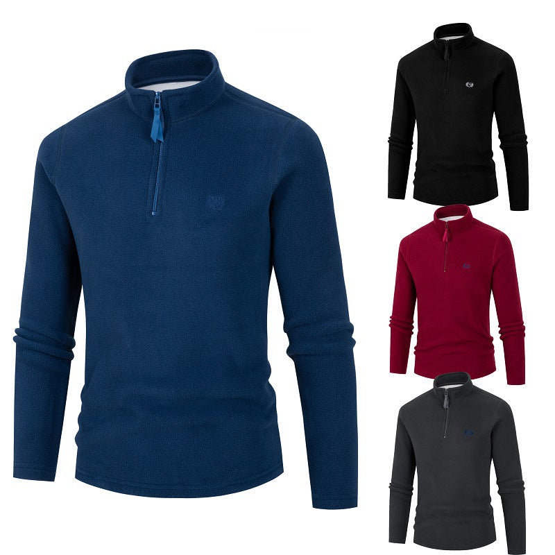 Herren Fleece Pullover mit Stehkragen und Reißverschluss EB