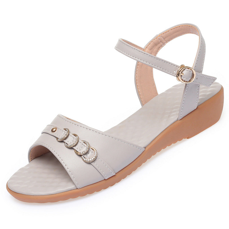 Damen Sandalen mit modischen Riemen und bequemer Fußbett EB