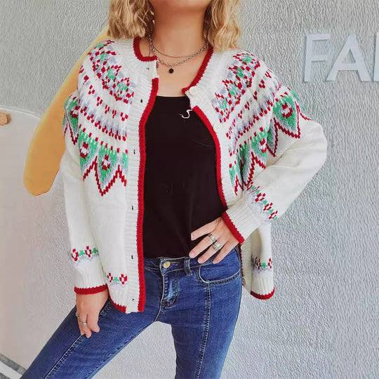 Damen Strickjacke mit festlichem Muster und hochwertiger Verarbeitung EB