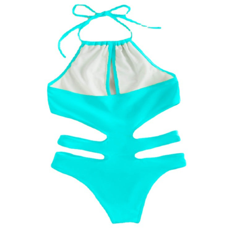 Damen Einteiler Badeanzug mit tiefem V-Ausschnitt und modischen Cut-Out-Details EB