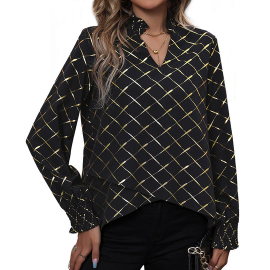 Damen Elegante Bluse mit schimmerndem Karomuster EB
