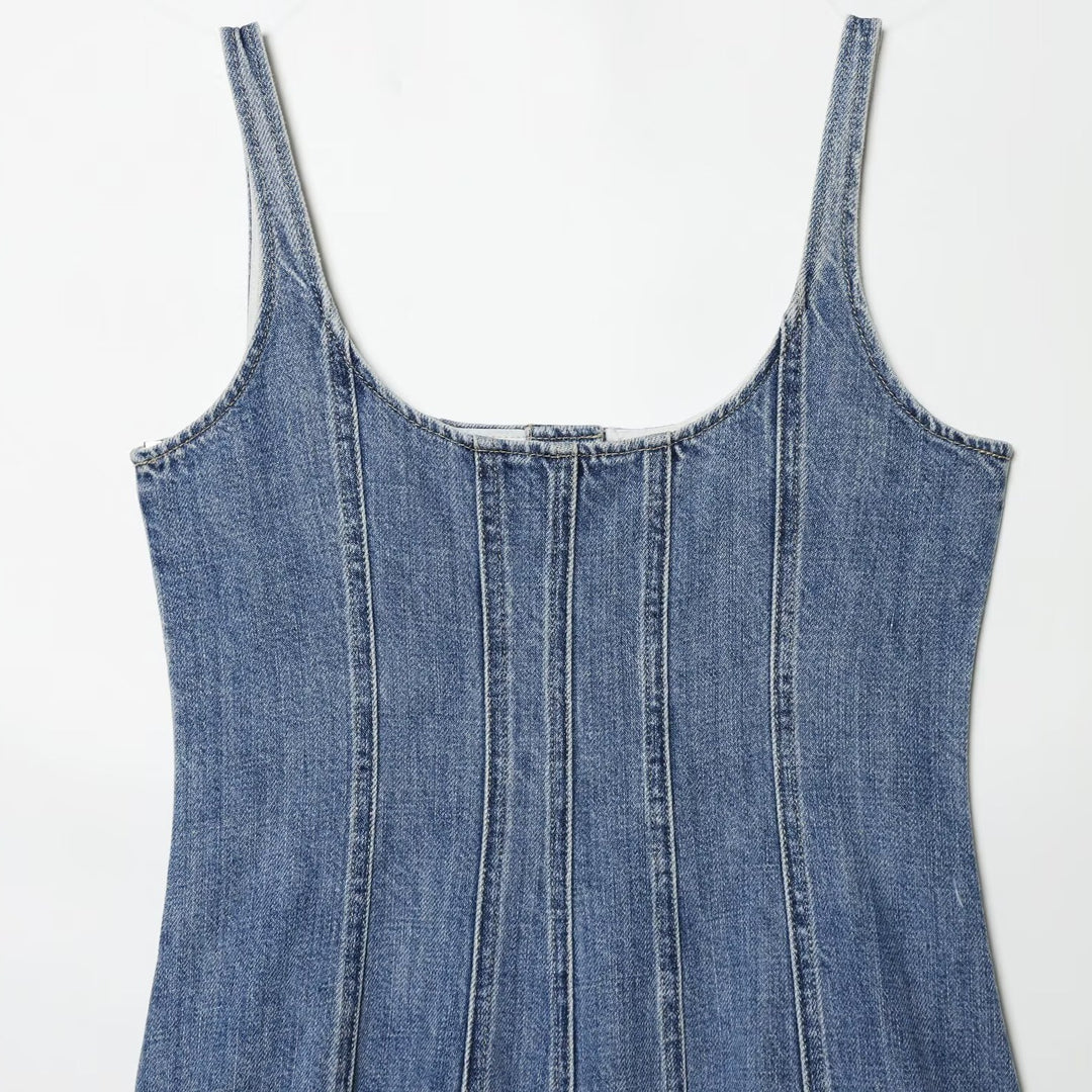 Damen Jeanskleid im A-Linien Schnitt mit Knopfverschluss EB