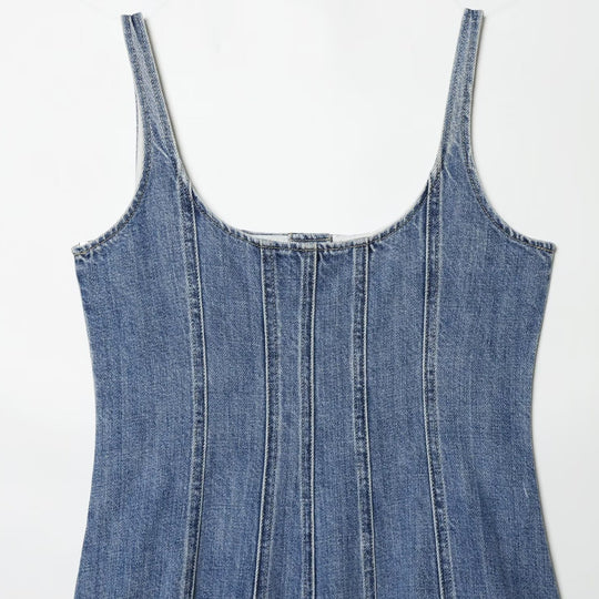 Damen Jeanskleid im A-Linien Schnitt mit Knopfverschluss EB