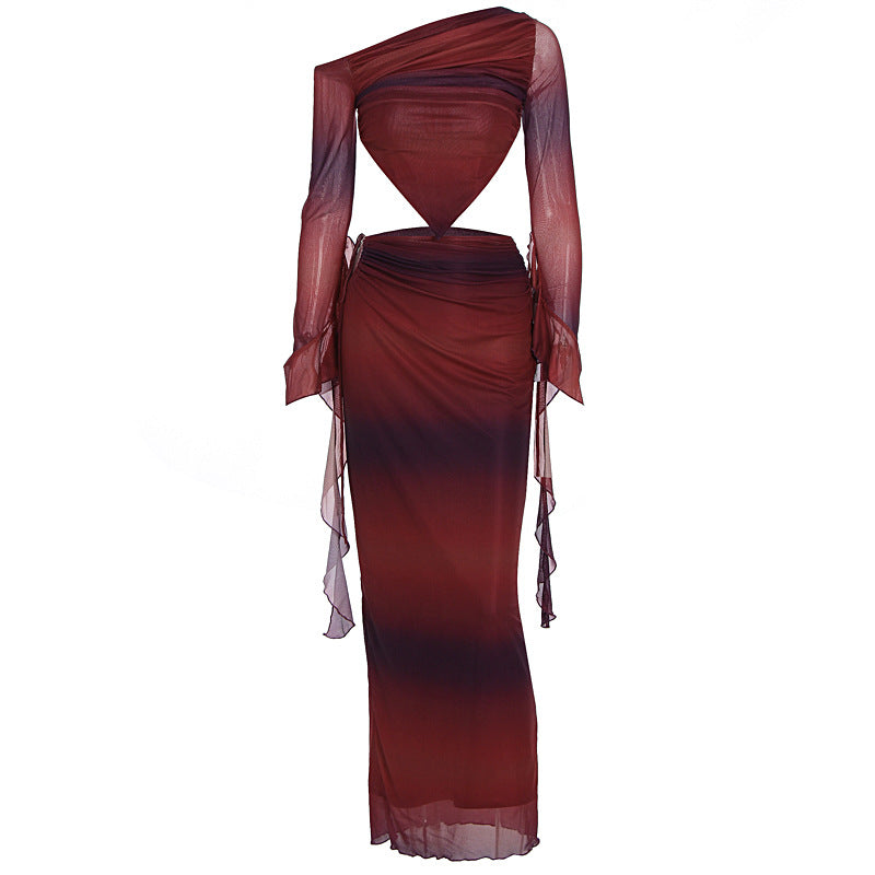 Damen Asymmetrisches Maxikleid mit raffinierten Cut-Outs und innovativem Design EB