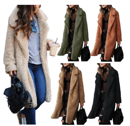 Damen Kuscheliger Teddy-Mantel mit großzügigem Schnitt und zwei praktischen Taschen EB