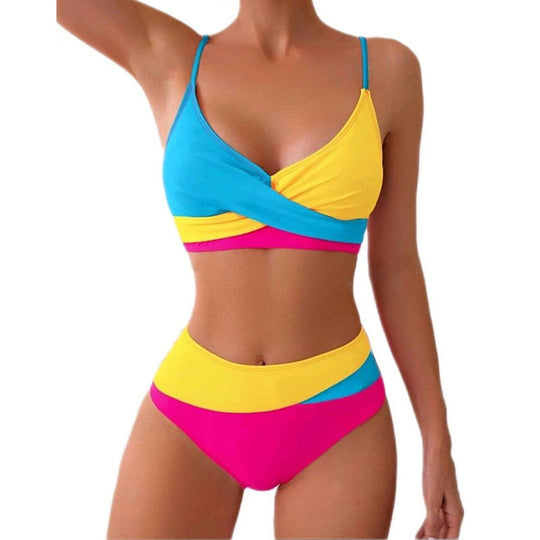 Damen Hochgeschnittener Bikini mit geschmackvollem Wickeldesign EB