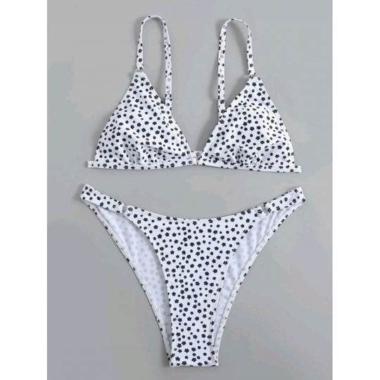 Damen Triangel-Bikini mit verspieltem Muster EB