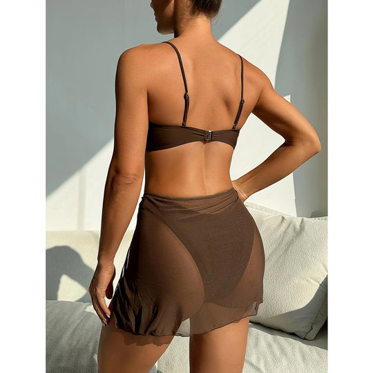 Damen Bikini-Set mit schickem Wickelrock und dekorativem Ringdetails EB