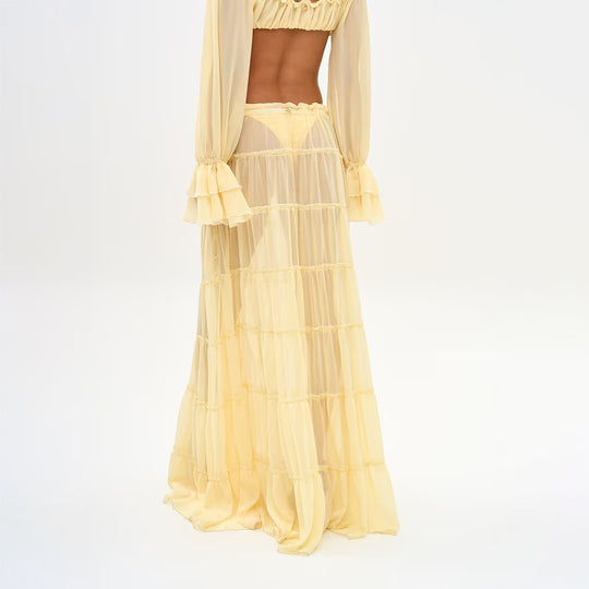 Damen luftiges Strandkleid mit Rüschen EB