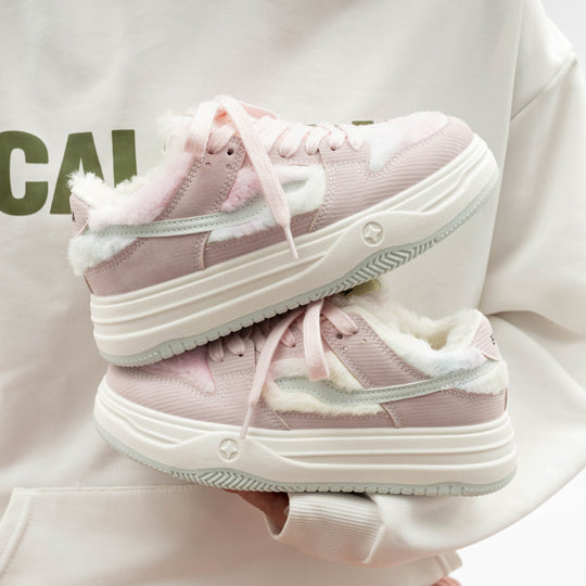 Damen Plattform Sneakers mit flauschiger Innensohle EB
