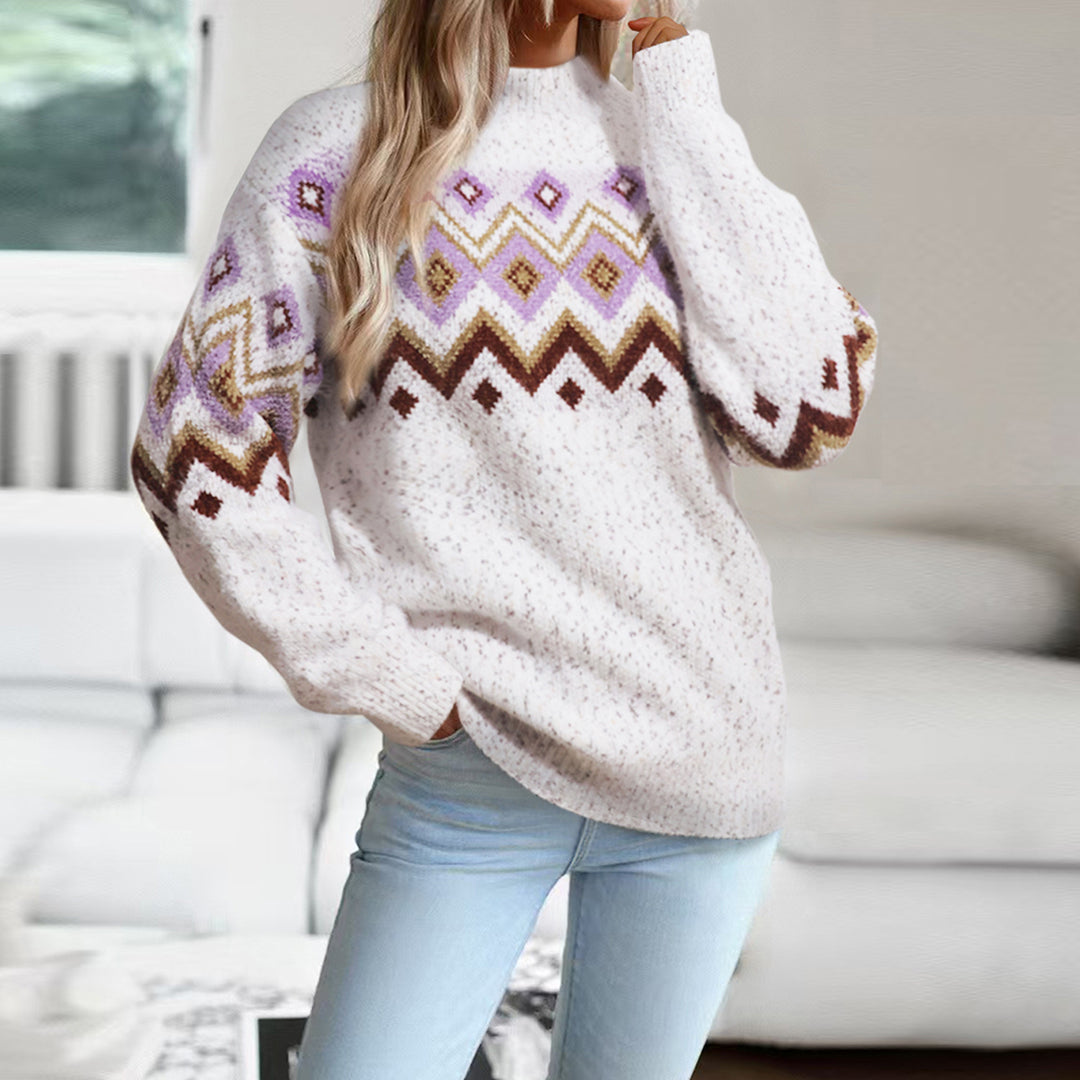 Damen Strickpullover mit geometrischem Muster EB