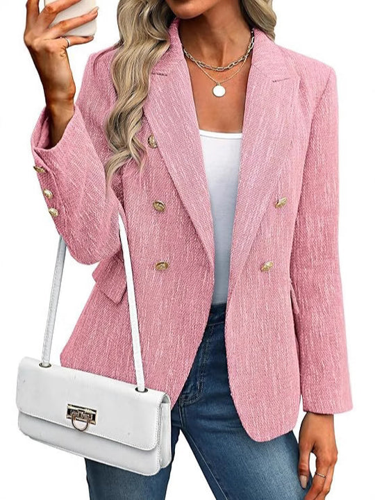 Damen Klassischer Double-Breasted Blazer mit goldenen Knöpfen EB
