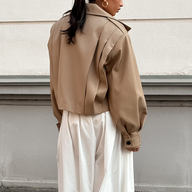 Damen cropped Jacke mit überschnittenen Schultern EB