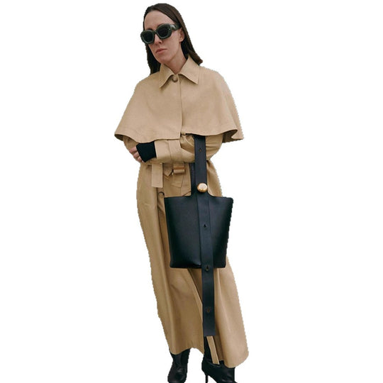 Damen trendiger Trenchcoat mit weit oversize Schnitt und abnehmbarer Kapuze EB