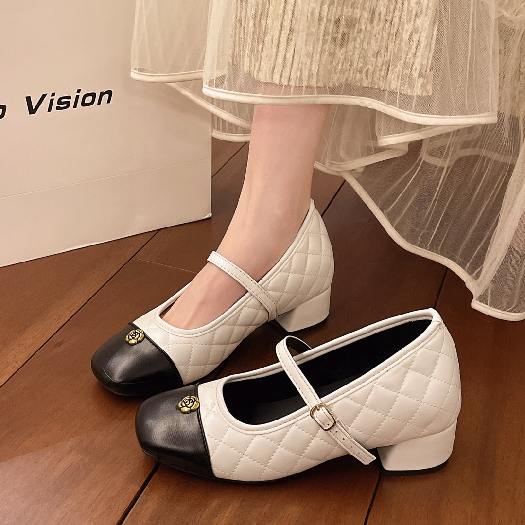 Damen Elegante Mary Jane Absatzschuhe mit modischem Riemen und strukturiertem Obermaterial EB