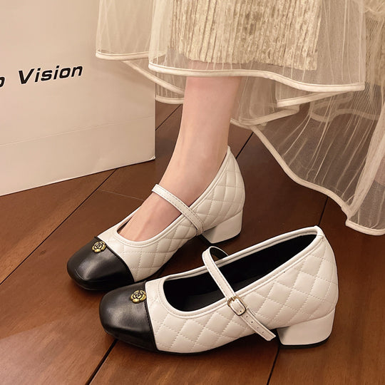 Damen Elegante Mary Jane Absatzschuhe mit modischem Riemen und strukturiertem Obermaterial EB