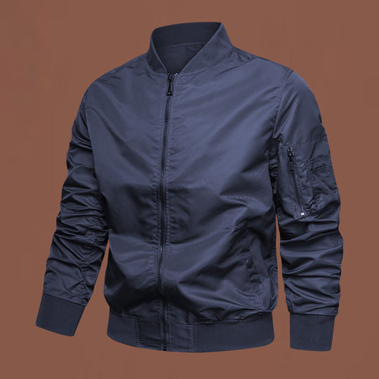 Herren nan leichte Nylon-Bomberjacke mit Ärmel-Reißverschlusstasche und elastischen Bündchen EB
