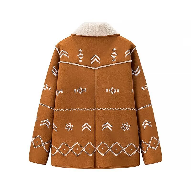 Damen elegante und gemütliche Oversize-Jacke mit floralem Design EB