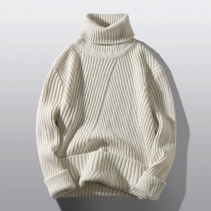 Damen Grobstrick-Rollkragenpullover mit aufwendigem Rippmuster EB