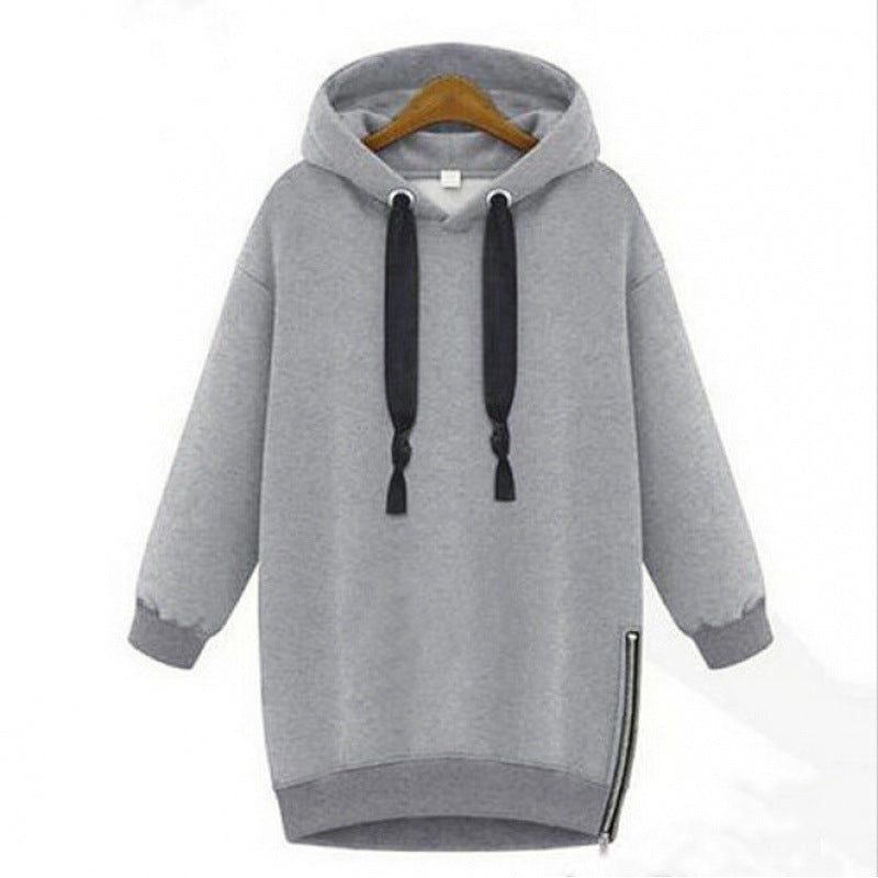 Damen Oversize Kapuzenpullover mit seitlichem Reißverschluss EB