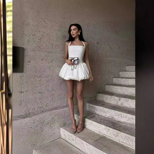 Damen luftiges Sommerkleid mit schulterfreiem Design EB