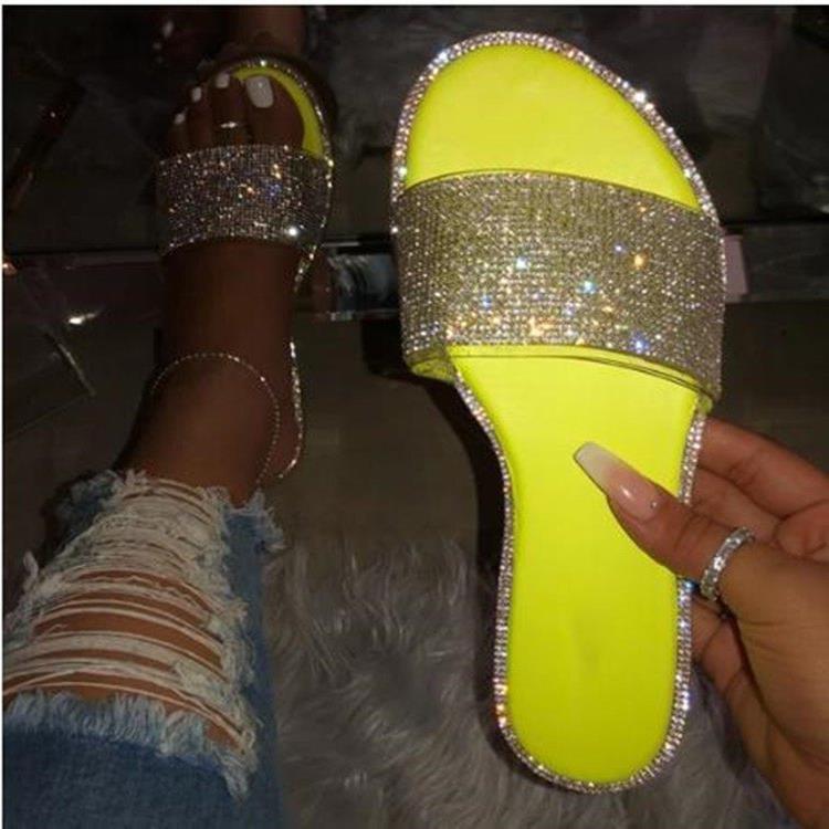 Damen Glamouröse Slides mit funkelnder Strassverzierung EB